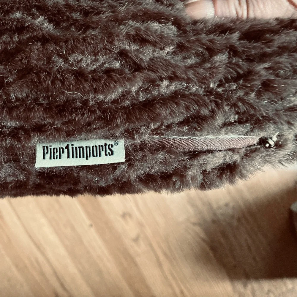 Pier 1 Imports - Brown Faux Fur Decorative Throw Pillow - Zip-off Cover & Insert
